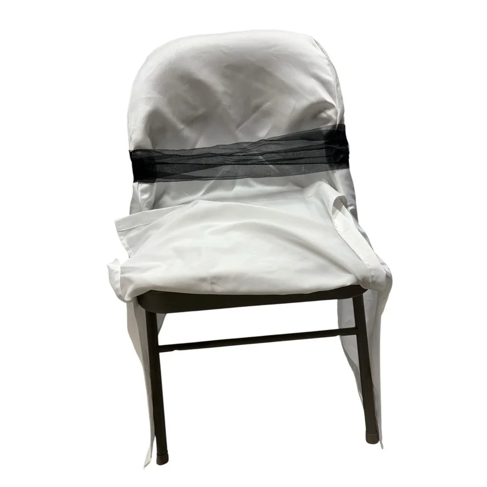 Set Of 10 Custommade Satin SlipCovers For Padded Folding Chairs Pink Black Bows